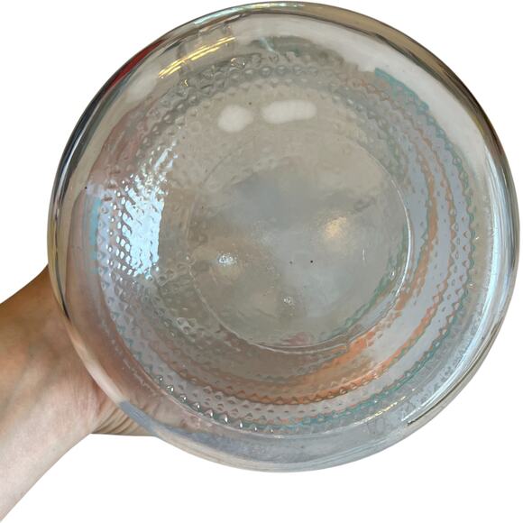 Vintage Striped Glass Pitcher Turquoise Peach Retro - Picture 7 of 8